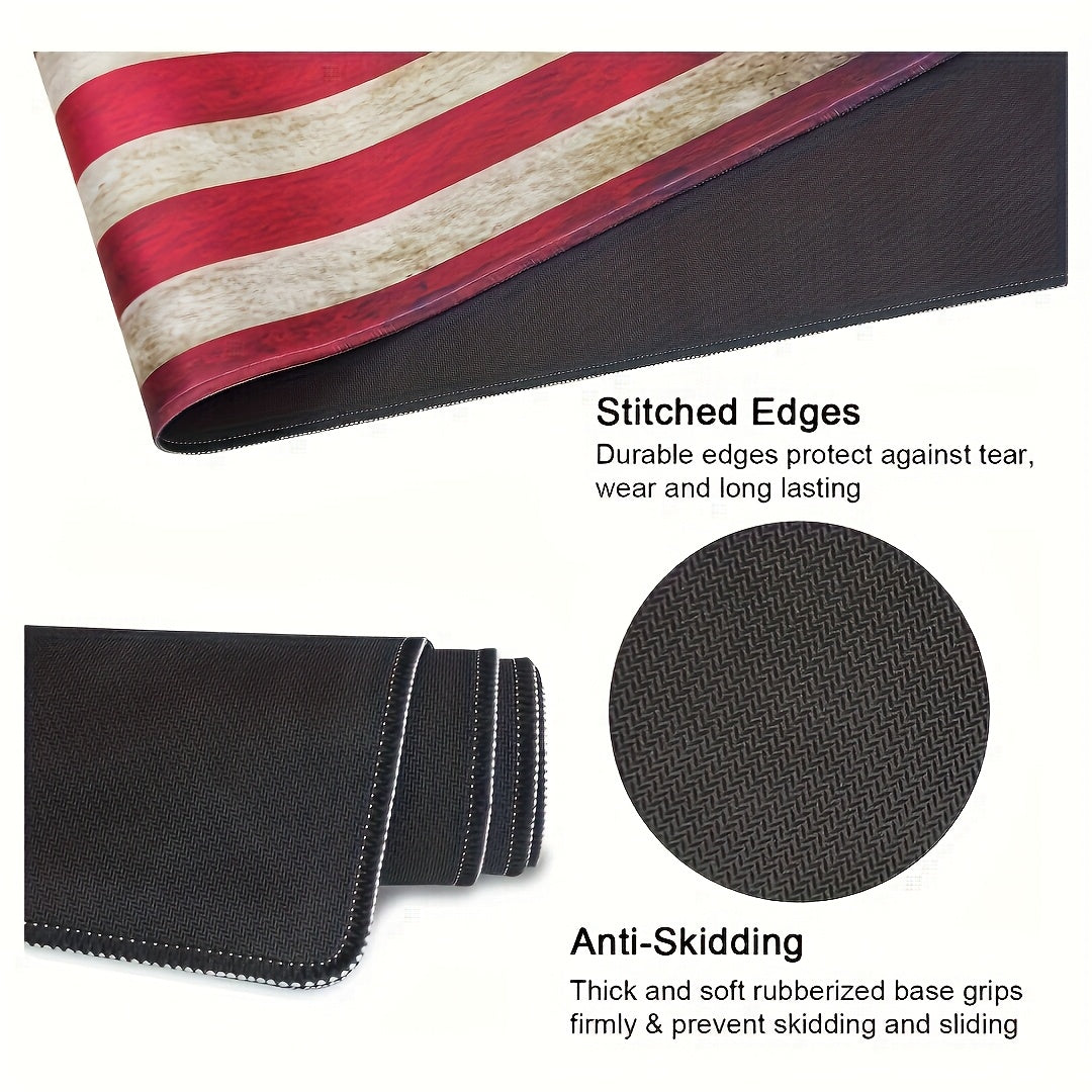 1pc Patriotic American Flag Extended Mouse Pad - Waterproof Non-Slip Base, Large Rectangular Desk Mat for Gaming, Office & Study - Durable Work Surface with Stars & Stripes Design, Mouse Pads for Desk