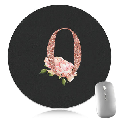 Rose Golden Mouse Pad 1pc Waterproof Rose Golden Floral Initial Mouse Pad - Smooth Glide Rubber Base Multifunctional Gaming & Office Accessory - Decorative Desk Item Faux Leather Desk Mat for Computers and Laptops
