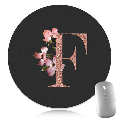 Rose Golden Mouse Pad 1pc Waterproof Rose Golden Floral Initial Mouse Pad - Smooth Glide Rubber Base Multifunctional Gaming & Office Accessory - Decorative Desk Item Faux Leather Desk Mat for Computers and Laptops