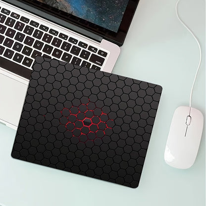 Non-slip rubber mouse pad, rectangular geometry game design, desk accessory, 7x8.6 inch, Mini soft computer mouse pad with hexagonal pattern