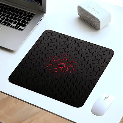 Non-slip rubber mouse pad, rectangular geometry game design, desk accessory, 7x8.6 inch, Mini soft computer mouse pad with hexagonal pattern