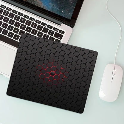 Non-slip rubber mouse pad, rectangular geometry game design, desk accessory, 7x8.6 inch, Mini soft computer mouse pad with hexagonal pattern