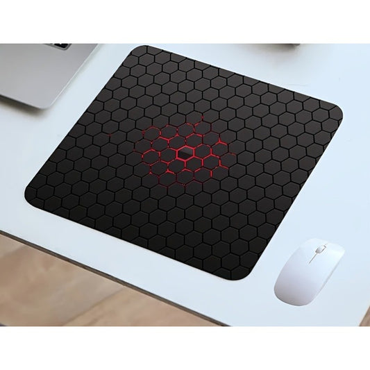 Non-slip rubber mouse pad, rectangular geometry game design, desk accessory, 7x8.6 inch, Mini soft computer mouse pad with hexagonal pattern