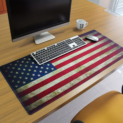 1pc Patriotic American Flag Extended Mouse Pad - Waterproof Non-Slip Base, Large Rectangular Desk Mat for Gaming, Office & Study - Durable Work Surface with Stars & Stripes Design, Mouse Pads for Desk