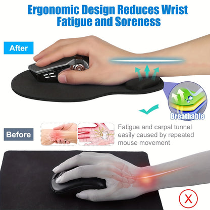 Non-Slip Mouse Pad with Wrist Support, Business Style Mouse Mat, Perfect for Students, Workers, Laptop, Home, Office & Travel, Ergonomic Design, High Grade Gaming Mouse Mat