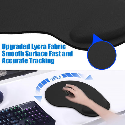 Non-Slip Mouse Pad with Wrist Support, Business Style Mouse Mat, Perfect for Students, Workers, Laptop, Home, Office & Travel, Ergonomic Design, High Grade Gaming Mouse Mat