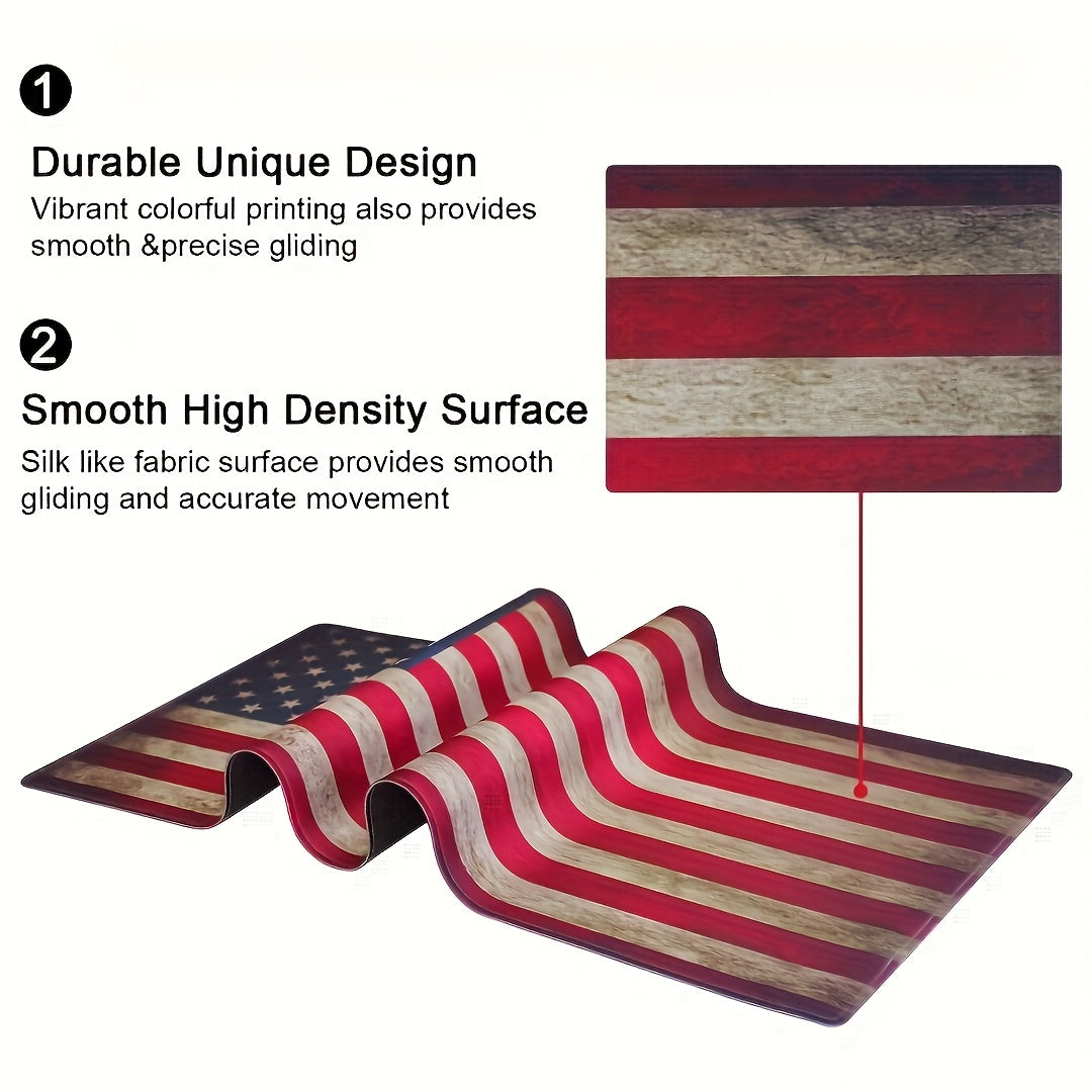 1pc Patriotic American Flag Extended Mouse Pad - Waterproof Non-Slip Base, Large Rectangular Desk Mat for Gaming, Office & Study - Durable Work Surface with Stars & Stripes Design, Mouse Pads for Desk