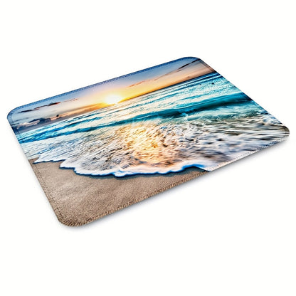 Cute Mouse Pad with Beach Square Edge Lock, Perfect for Desktop Environments with Wireless Mouse. Perfect for Travel, with Non-Slip Rubber Base And Stitched Edges, Great for Computers, Laptops And Office Environments.